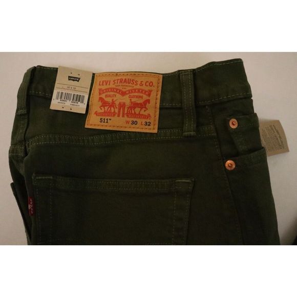 Levi's 511 Men's Sz 30x32 Green Stretch Slim Fit Straight Jeans $70 - Picture 5 of 7